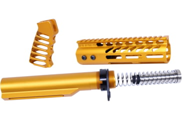 Image of Guntec USA AR-15 Pistol Furniture Set With Miltube, Anodized Orange, AR-PISTOL-SET-MIL-ORANGE