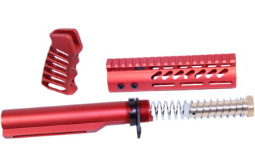 Image of Guntec USA AR-15 Pistol Furniture Set With Miltube, Anodized Red, AR-PISTOL-SET-MIL-RED