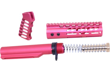 Image of Guntec USA AR-15 Pistol Furniture Set With Miltube, Anodized Rose, AR-PISTOL-SET-MIL-ROSE