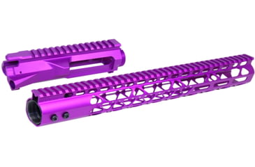 Image of Guntec USA AR-15 Stripped Billet Upper Receiver 15 in Air Lite Series M-LOK Handguard Combo Set, Anodized Purple, GT-UP-SET-PURPLE-15AIRLITE