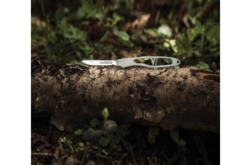 Image of Havalon Piranta Echo Fixed Blade Knife, 8.88in Overall, 2.75in Stainless Blade, Skeletonized Stainless Handle, XTC-ECHO