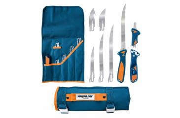 Image of Havalon Talon Fish Interchangeable Fixed Blade Knife Set, 4 Blades, Roll-Pack, Box, Blue/Orange, XTI-TF