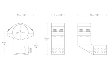Image of Hawke Sport Optics Dovetail 1in High 1in Extension Rings - 2-Pieces, Black, 22120
