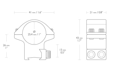 Image of Hawke Sport Optics Dovetail Match Series Rifle Scope Rings - 2-Pieces, 1in, Medium, Black, 22101