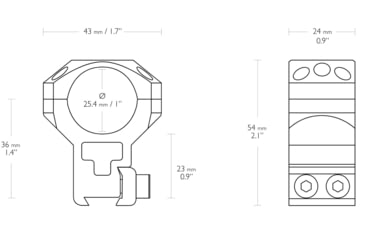 Image of Hawke Sport Optics Dovetail Tactical Rings - 2-Pieces, 1in, Extra High, Black, 24103