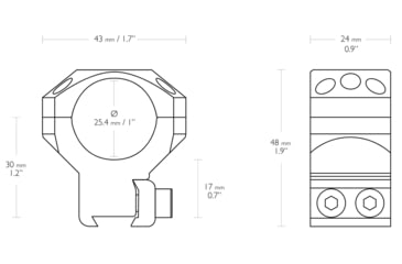 Image of Hawke Sport Optics Dovetail Tactical Rings - 2-Pieces, 1in, High, Black, 24102