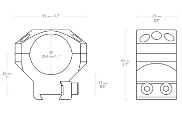 Image of Hawke Sport Optics Dovetail Tactical Rings - 2-Pieces, 1in, Medium, Black, 24101