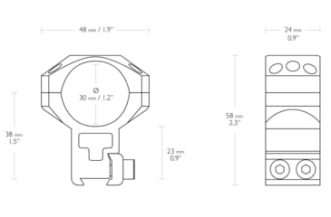 Image of Hawke Sport Optics Dovetail Tactical Rings - 2-Pieces, 30mm, Extra High, Black, 24108