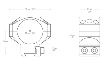 Image of Hawke Sport Optics Dovetail Tactical Rings - 2-Pieces, 30mm, Medium, Black, 24106