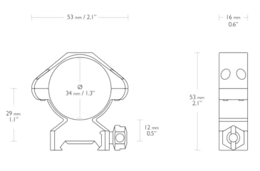 Image of Hawke Sport Optics Precision Steel 34mm Rings Weaver w/ Nut - 2-Pieces, Low, Black, 23020