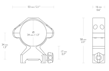 Image of Hawke Sport Optics Precision Steel 34mm Rings Weaver w/ Nut - 2-Pieces, Medium, Black, 23021