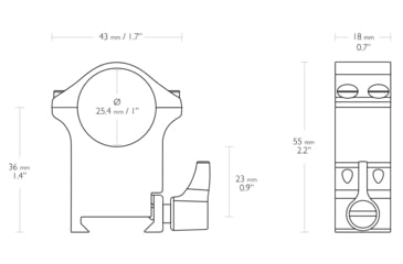 Image of Hawke Sport Optics Professional Steel 1in Weaver Scope Rings - 2-Pieces, Extra High, Black, 23103