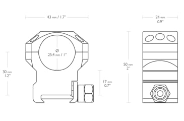 Image of Hawke Sport Optics Tactical Rings Weaver - 2-Pieces, 1in, High, Black, 24112
