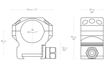 Image of Hawke Sport Optics Tactical Rings Weaver - 2-Pieces, 1in, Medium, Black, 24111