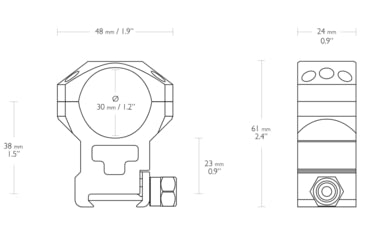 Image of Hawke Sport Optics Tactical Rings Weaver - 2-Pieces, 30mm, Extra High, Black, 24118