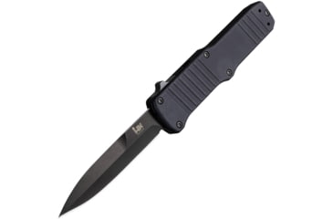 Image of Heckler &amp; Koch Auto Hadron Out The-Front Automatic Folding Knives, 3.38in, Black PVD Coated 154CM Stainless, Bayonet Blade, Black Anodized Aluminum Handle, HK54020