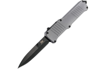 Image of Heckler &amp; Koch Auto Incursion OTF Automatic Folding Knives w/ Glass breaker, 4in, Black Finish 154CM Stainless Blade, Gray Anodized Aluminum Handle, 54092