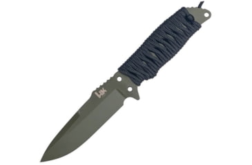 Image of Heckler &amp; Koch Fray Fixed Blade Clip OD Knife, 4.25 OD green finish 154CM stainless spear point , Black cord wrapped handle, 55251