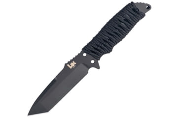Image of Heckler &amp; Koch Fray Fixed Blade Tanto Knife, 4.25 black finish 154CM stainless tanto blade, Black cord wrapped handle, 55240
