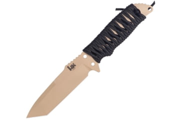 Image of Heckler &amp; Koch Fray Fixed Blade Tanto Knife, 4.25 dark earth finish 154CM stainless tanto blad, Black cord wrapped handle, 55243