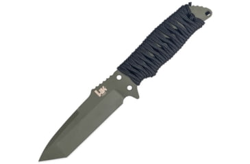 Image of Heckler &amp; Koch Fray Fixed Blade Tanto Knife, 4.25 OD green finish 154CM stainless tanto blade, Black cord wrapped handle, 55241