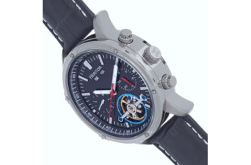 Image of Heritor Automatic Wilhelm Semi-Skeleton Leather-Band Watch w/Day/Date, Black, One Size, HERHS2105