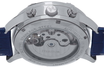 Image of Heritor Automatic Wilhelm Semi-Skeleton Leather-Band Watch w/Day/Date, Blue, One Size, HERHS2104