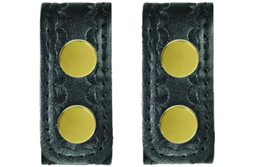 Image of HERO'S PRIDE AirTek Deluxe Belt Keepers, 1 1/8in, 2 Pack, Basket Weave, Brass Hardware, Black, 1497WA