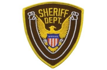 Image of SHERIFF DEPT Eagle w/ Blank Scroll - Gold/Brown - 4''x4.375''