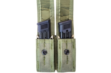 Image of High Speed Gear Duty Double Pistol TACO Magazine Pouch - Covered Plus w/ MOLLE, Olive Drab, 4.5"L x 1.5"W x 6.25"-7"H, 41PX02OD