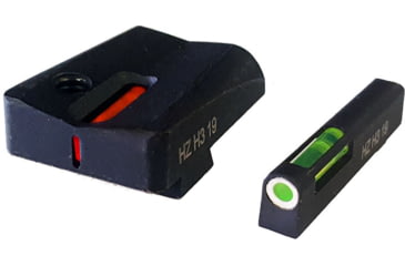 Image of HiViz Litewave H3 Express Tritium, Litepipe Glock 45 ACP and 10mm Sight set, Green/orange litepipes w/white front ring, GLXN429