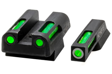 Image of HiViz LiteWave H3 Tritium/Litepipe Night Sights, CZ 75/85, Green Front w/ White Ring, Green Rear, Black, CZN321