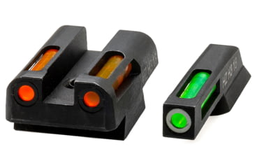 Image of HiViz LiteWave H3 Tritium/Litepipe Night Sights, CZ 75/85, Green Front w/ White Ring, Orange Rear, Black, CZN421