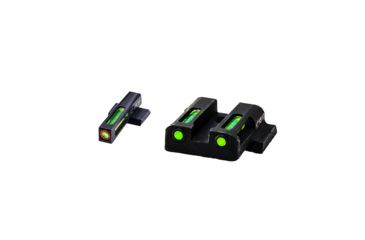 Image of HiViz Litewave H3 Tritium/Litepipe Sight Set, S&amp;W M&amp;P Fullsize, M&amp;P Compact, Black, Green Litepipes w/ Orange Front Ring, MPN521