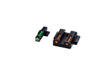 Image of USED HiViz Litewave H3 Tritium/Litepipe Sight Set, S&amp;W M&amp;P Fullsize, M&amp;P Compact, Black, Green/Orange Litepipes w/ White Front Ring, MPN421, EDEMO2, Condition Fair, Other