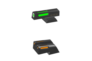Image of HiViz Springfiled Litewave H3 Tritium/LitePipe Day/Night Sight, For Models with Fixed Sights, Green/Orange with White Front Ring, SFN421