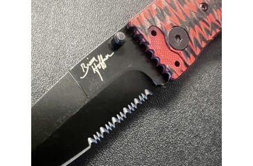Image of Hoffner Knives Folding Knife, 3.5in, 440c, Spear Point Blade, Chiseled Nightstalker Grip, Black Combo Blade, FK-S3CBK-CRB