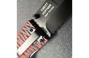 Image of Hoffner Knives Folding Knife, 3.5in, 440c, Spear Point Blade, Chiseled Nightstalker Grip, Black Combo Blade, FK-S3CBK-CRB
