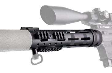 Image of Hogue AR-15/M-16 Knurled Aluminum OAL 3 Gun Free Float Forend Extension, 9.5in. Overall Length w/Accessories, Black, 190594