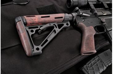 Image of Hogue AR15/M16 Kit, Finger Groove Beavertail Grip and OverMold Collapsible Buttstock, Fits Comm. Buffer Tube, Red Lava Rubber 15455