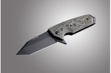 Image of Hogue EX-02 3.5in. Tactical Folding Knife Tanto Blade Flipper Brushed G-10 Frame, G-Mascus Green 34228