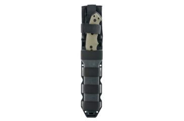 Image of Hogue EX-F01 7in Fixed Tanto A-2 Steel Blade w/Black Automatic Retention Sheath, Black Finish, G10 Olive Drab Green Scales, 35108