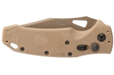 Image of Hogue Sig K320A Automatic Folding Knife, 3.5in, CPM S30V Stainless, Tanto Blade Partially Serrated, Coyote PVD, Coyote Tan Polymer Handle, 36323