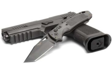 Image of Hogue Sig K320A Automatic Folding Knife, 3.5in, CPM S30V Stainless, Tanto Blade, Black Cerakote, Grey Polymer Handle, 36322