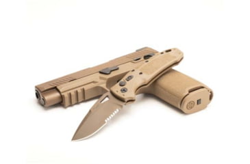 Image of Hogue Sig K320A Automatic Folding Knife, 3.5in, CPM S30V Stainless, Drop Point Blade Partially Serrated, Coyote PVD, Coyote Tan Polymer Handle, 36333