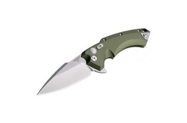 Image of Hogue X5 Automatic Folding Knife, 4.0in, CPM 154 Stainless Steel, Spear Point Blade, Stone Tumbled, OD Green Aluminum Handle, 34551