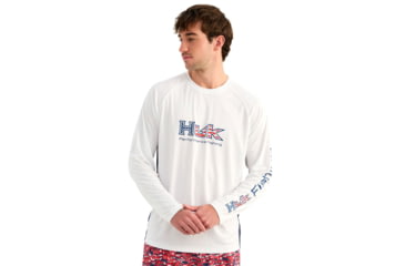 Image of HUK Performance Fishing Pursuit Americana Fill Long Sleeve Crew - Mens