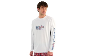 Image of HUK Performance Fishing Pursuit Americana Fill Long Sleeve Crew - Mens
