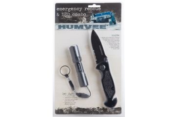 Image of Humvee Emergency Rescue Knife and Tactical LED Flashlight Set, 2-Piece, Black HMV-KC-ER1