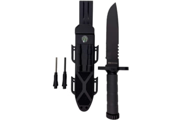 Image of Humvee Next Gen Survival Knife Fixed Blade Knife, 7.50in, Stainless Steel, Plain Blade, Black Textured Rubber Handle, HMV-KFXB-01